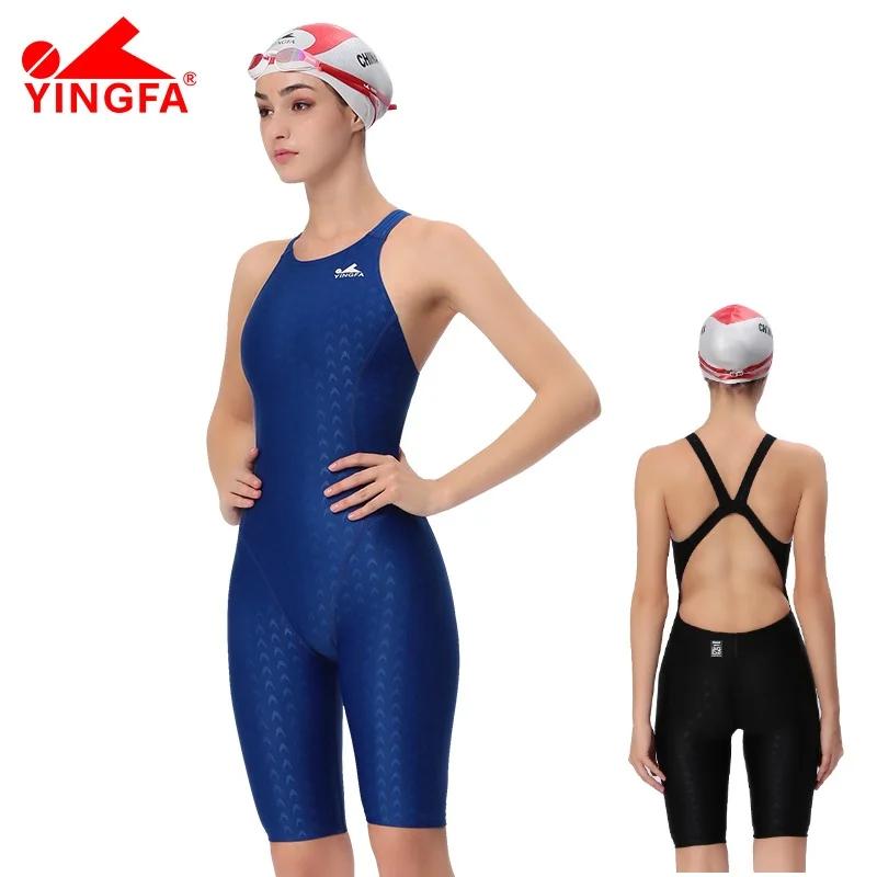 Maillot de bain une pièce YINGFA 925 FINA en peau de requin, longueur genou, maillot de bain de comp