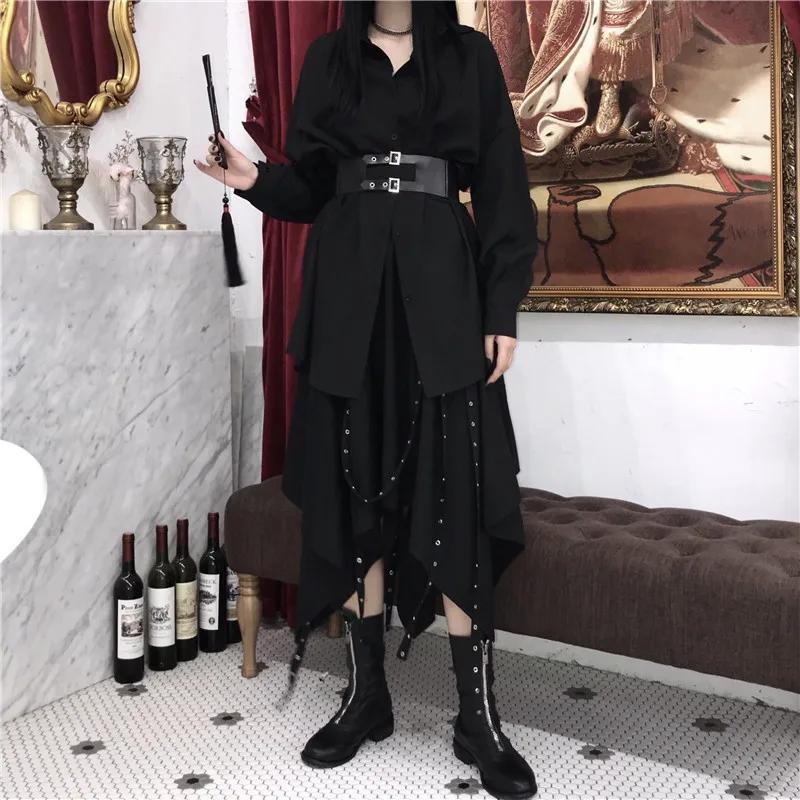 Jupe noire Harajuku pour femmes, Steampunk, gothique, Vintage, victorien, gitane, Hippie, fête Y2k,
