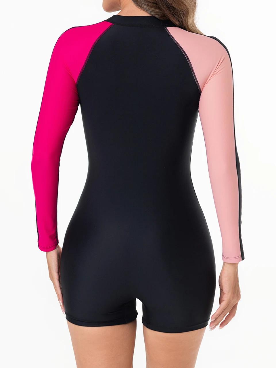 Maillot de bain une pièce à manches longues pour femmes, vêtements de sport, natation, natation, nat