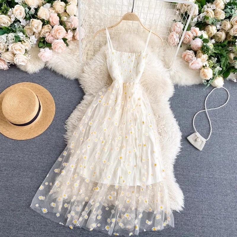 YuooMuoo – robe de soirée en maille pour femmes, nouvelle mode coréenne, imprimé Floral, bretelles S