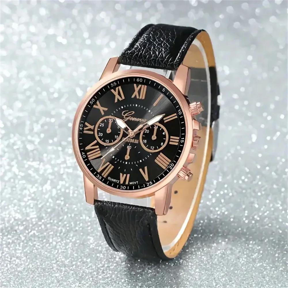 5 pièces montres pour femmes mode Roma cadran bracelet en cuir montre à Quartz (sans boîte