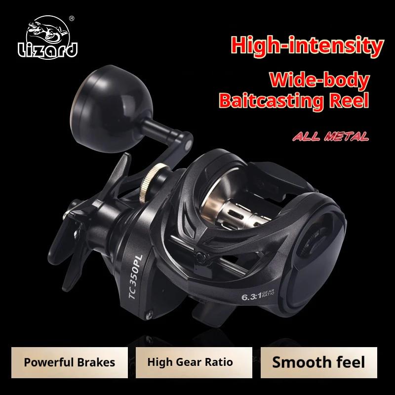 Moulinet Baitcasting de pêche en mer Lézard, bobine en métal de grande capacité, lancer longue porté