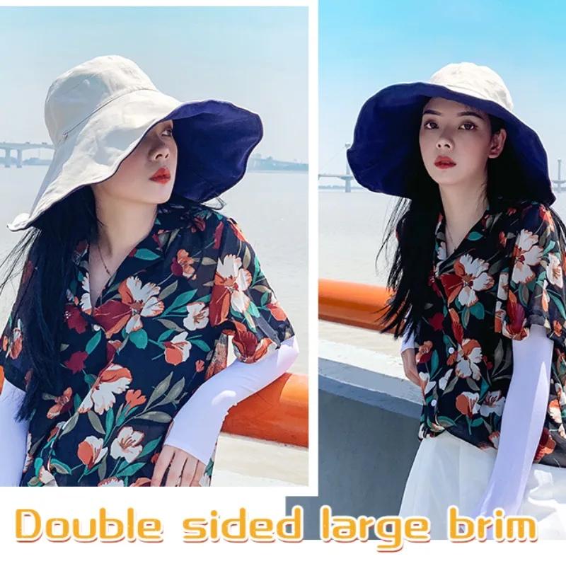 Chapeau de soleil à large bord UPF 50+ pour femme, protection anti-UV, chapeau de pêcheur pliable po