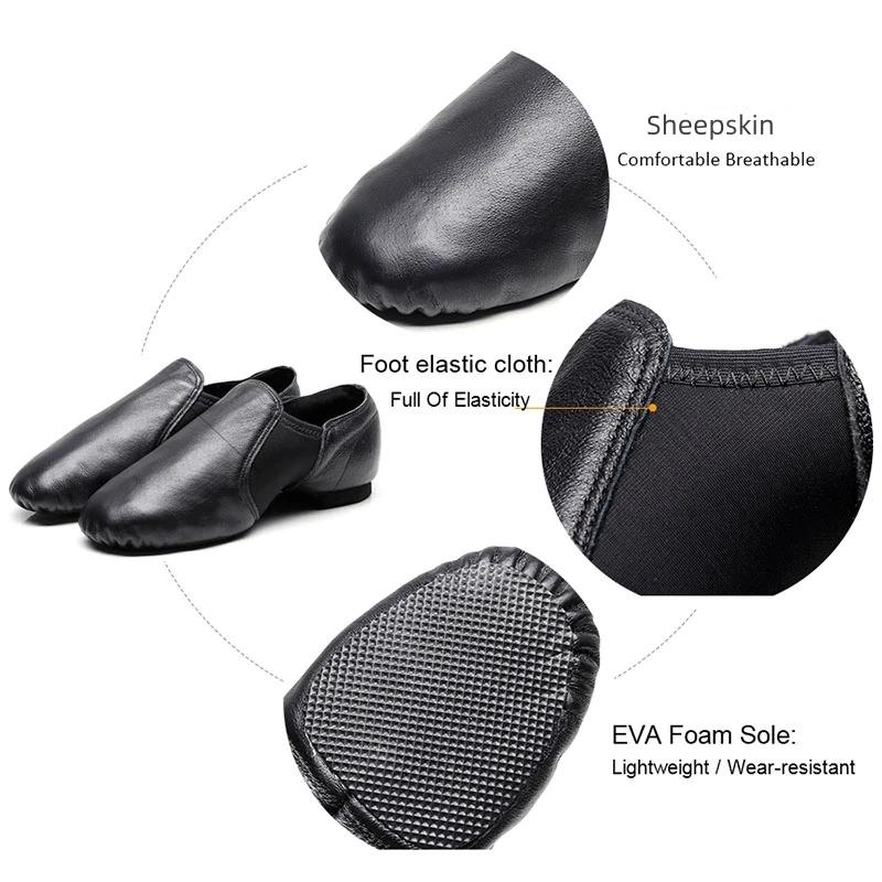 Chaussures danse jazz cuir véritable enfants adultes salsa ballet enfiler néo arch