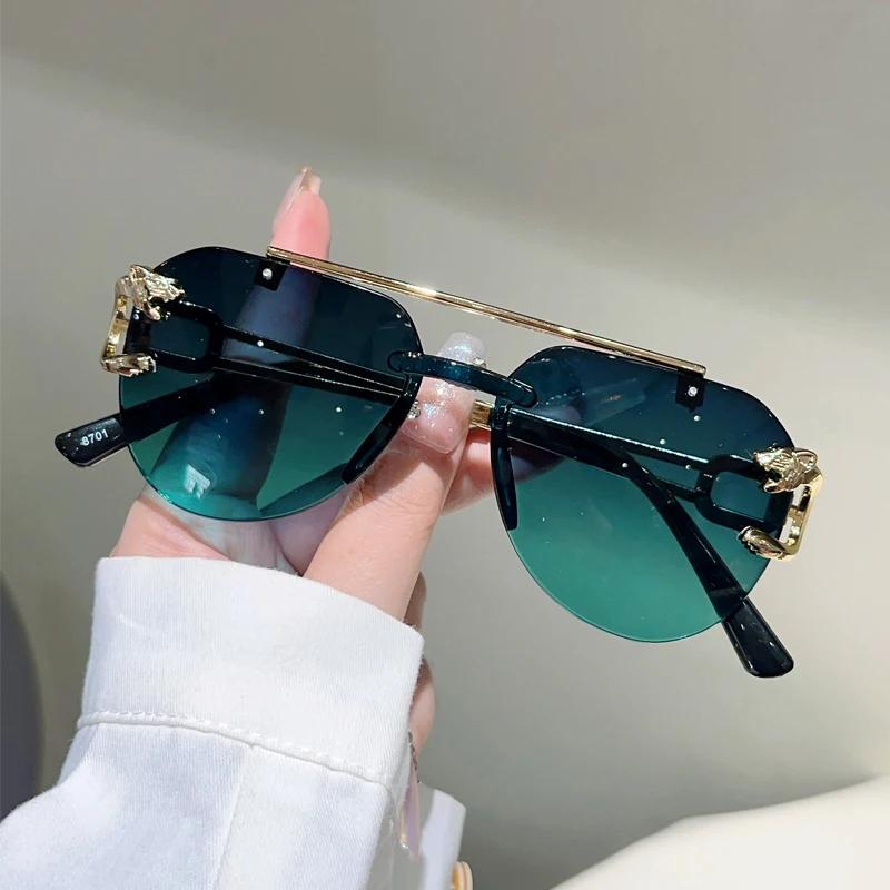 KAMMPT lunettes de soleil pilote sans monture hommes mode Vintage dégradé nuances décontractées femm