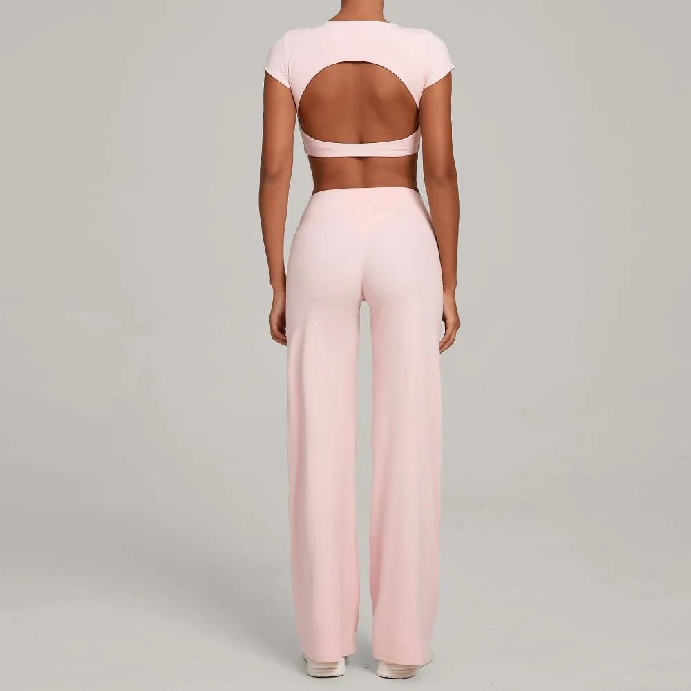 Pantalon de Yoga moulant dos nu, séchage rapide, jambes droites, sport, Fitness, course à pied, ense