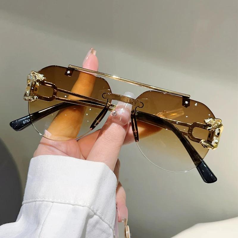 KAMMPT lunettes de soleil pilote sans monture hommes mode Vintage dégradé nuances décontractées femm