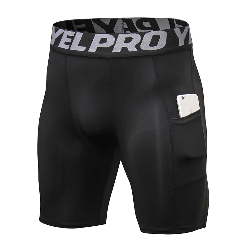Short de compression homme course poche séchage rapide entraînement fitness sport