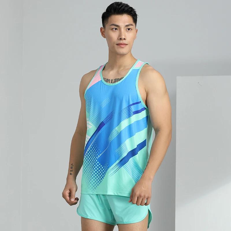 Survêtement homme jogging séchage rapide - Ensemble marathon gilet + short athlétisme fitness exercice