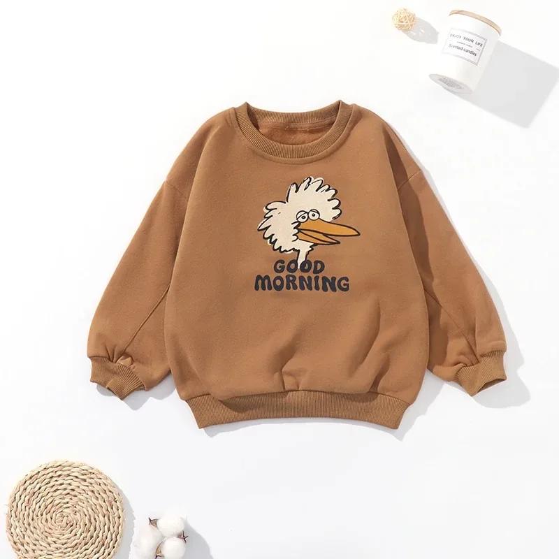 Sweat-shirt à manches longues et col rond pour enfants, coréen INS, hauts mignons pour filles et gar