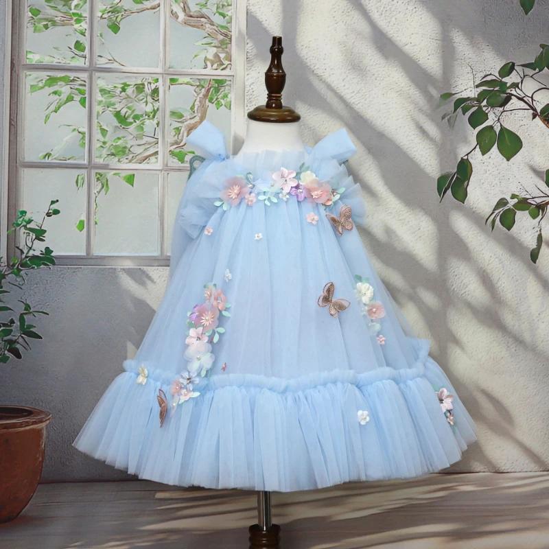 Robe Tutu Enfant 2026 avec Appliques et Ailes, Robe de Princesse pour Filles, Tenue de Cérémonie et