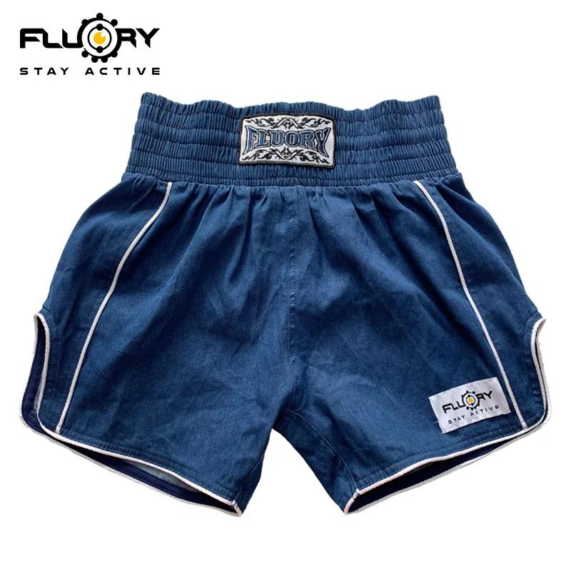 Short de boxe Floury, combinaison d'entraînement Muay Thai, pantalon de combat, short en Denim pour