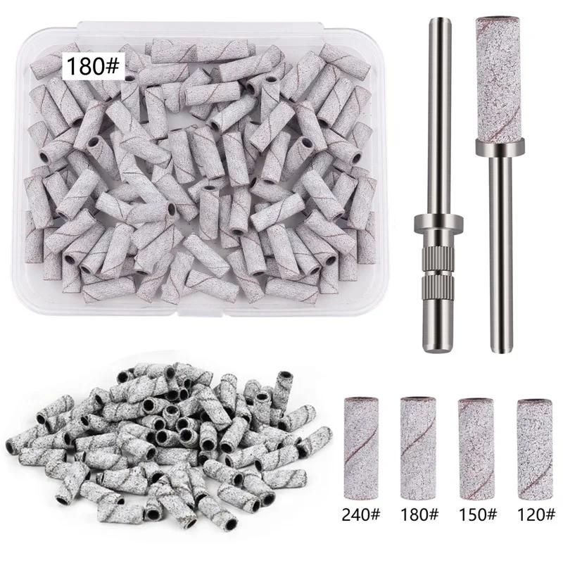 50/100 pièces Bandes de ponçage pour ongles de 3 mm - Grains 120/150/180/240 Mini embout de ponceuse