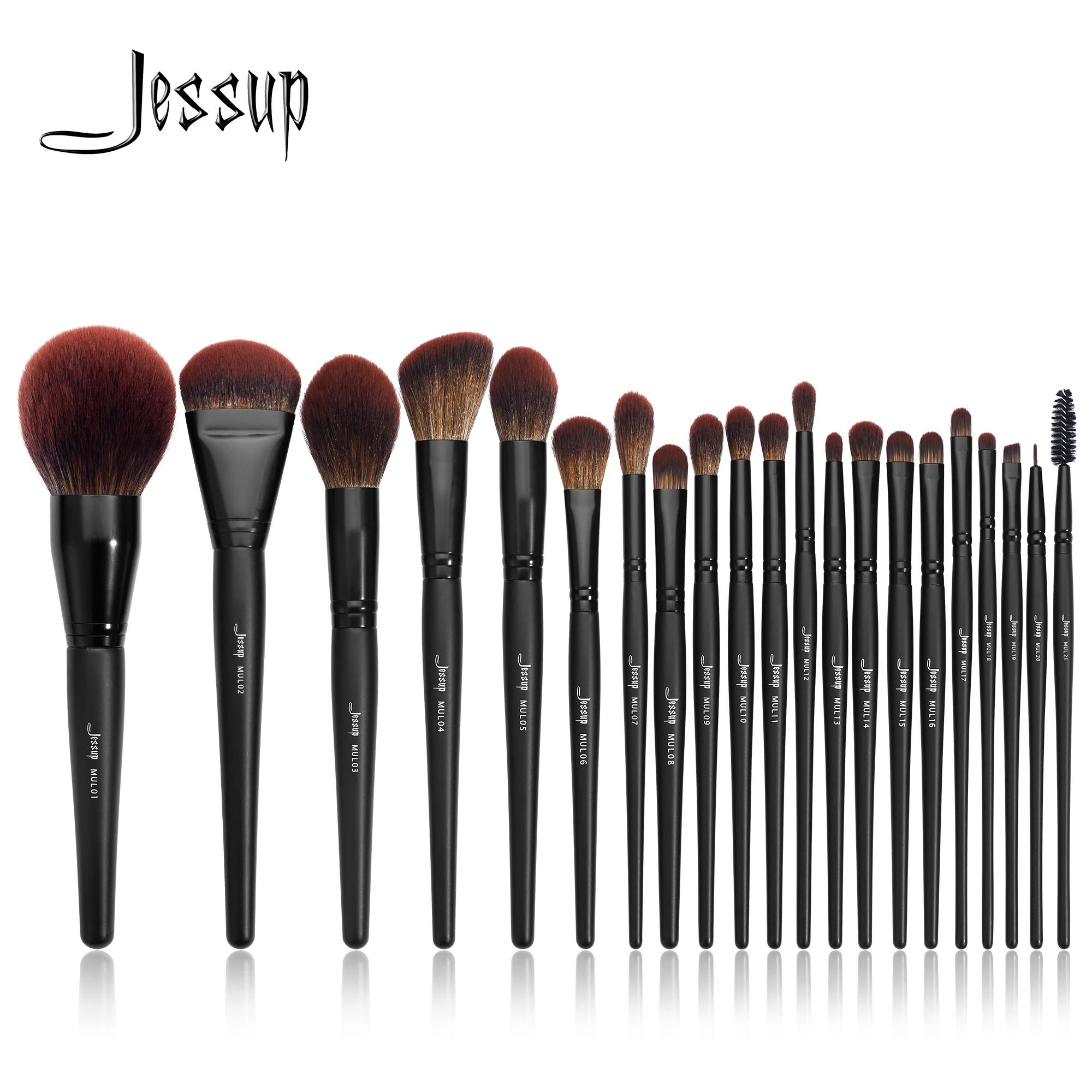 Jessup-Ensemble de pinceaux de maquillage synthétiques de qualité supérieure, brosse à poudre, fond