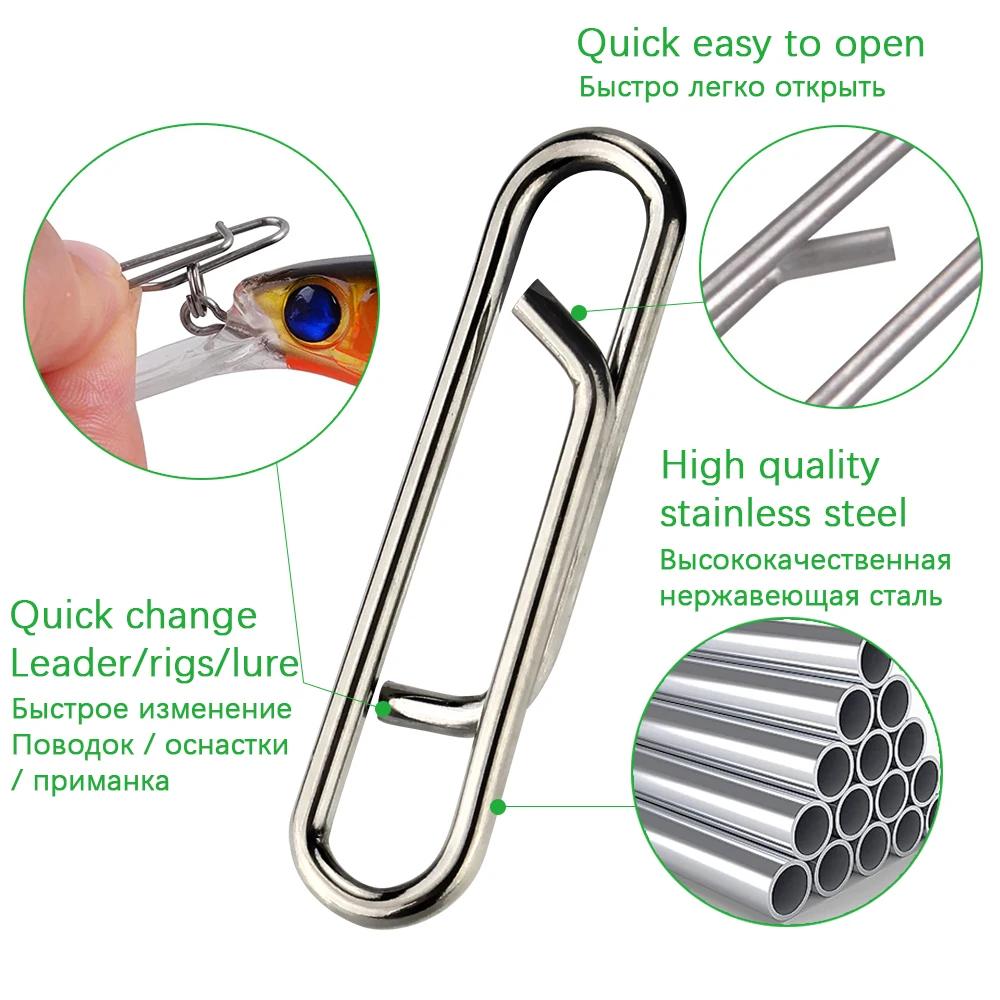 DNDYUJU 30 pièces verrouillage de pêche joli Snap Clips rapides baril de pêche en acier inoxydable p