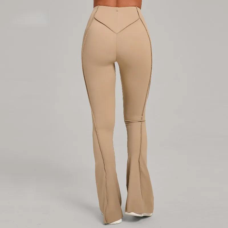 Pantalon évasé de Yoga pour femmes, jambes larges, moulant, levage des hanches, danse, taille haute,