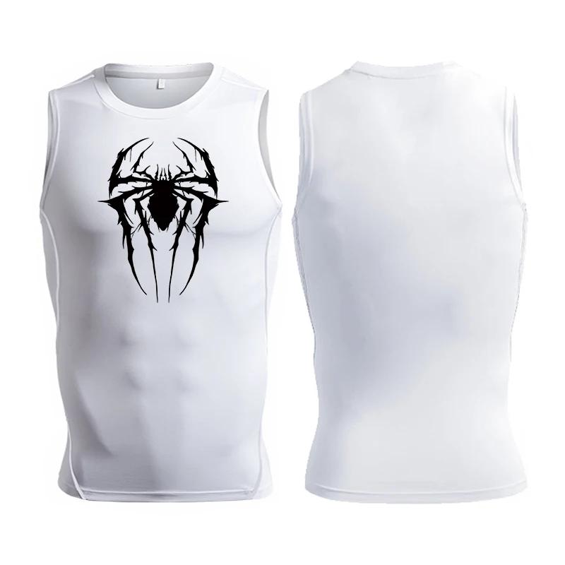 Débardeur imprimé araignée pour hommes, chemise de Compression sans manches à séchage rapide, gilet