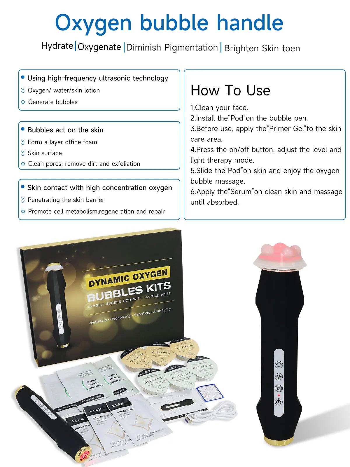NEWGAGA Machine à bulles d'oxygène CO2 pour le visage Jet d'oxygène Spa Capsule sérum Gel Massage du