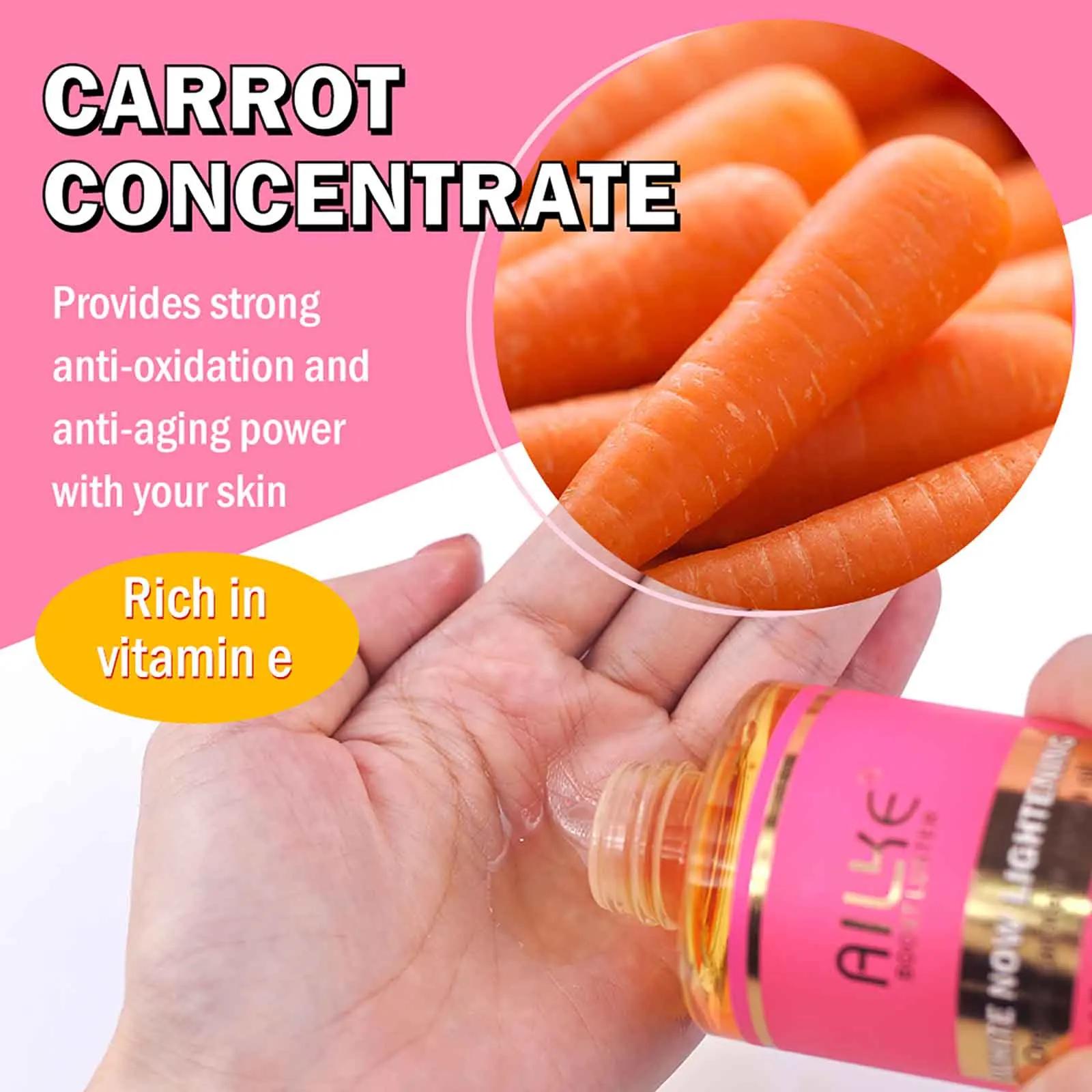 AILKE Sérum de carotène biologique huile corporelle éclaircissante, peau lisse, hydratant, avec vita
