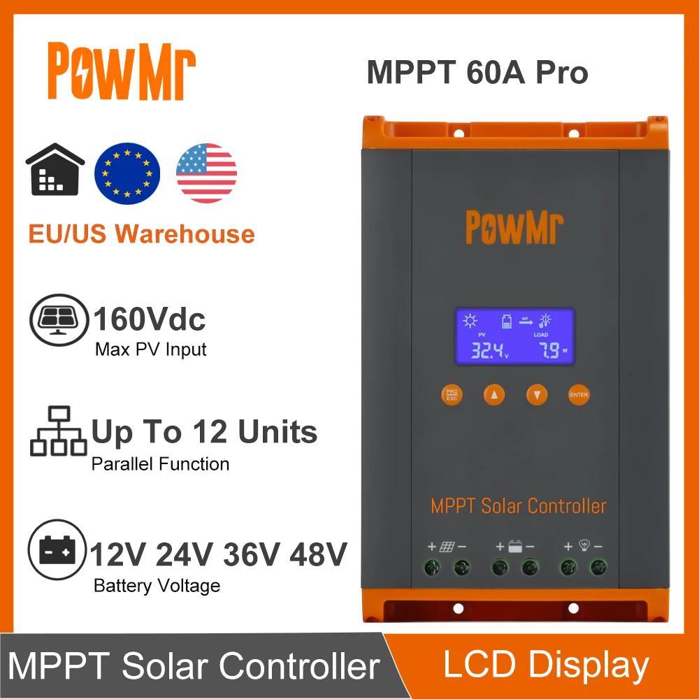 PowMr nouveau contrôleur de Charge solaire MPPT 60A 12 V/24 V/36 V/48 V LCD affichage panneau solair