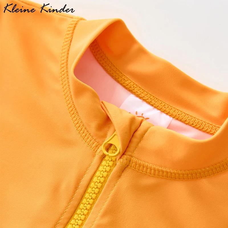 Maillot de bain manches longues enfants protection UV UPF50 vêtement plage garçon requin orange