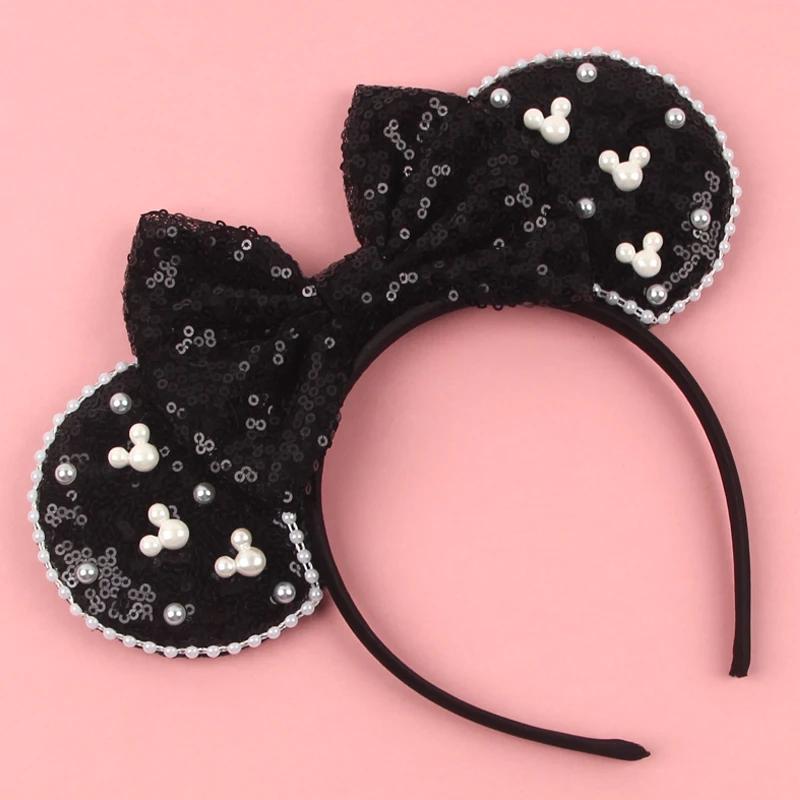 Nouveau serre-tête tendance oreilles de souris en velours de 3,3 po pour filles, bandeau doux avec n