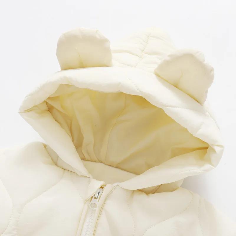 Combinaison à capuche pour bébé nouveau-né, printemps-automne 2026, en polaire rembourrée, motif des
