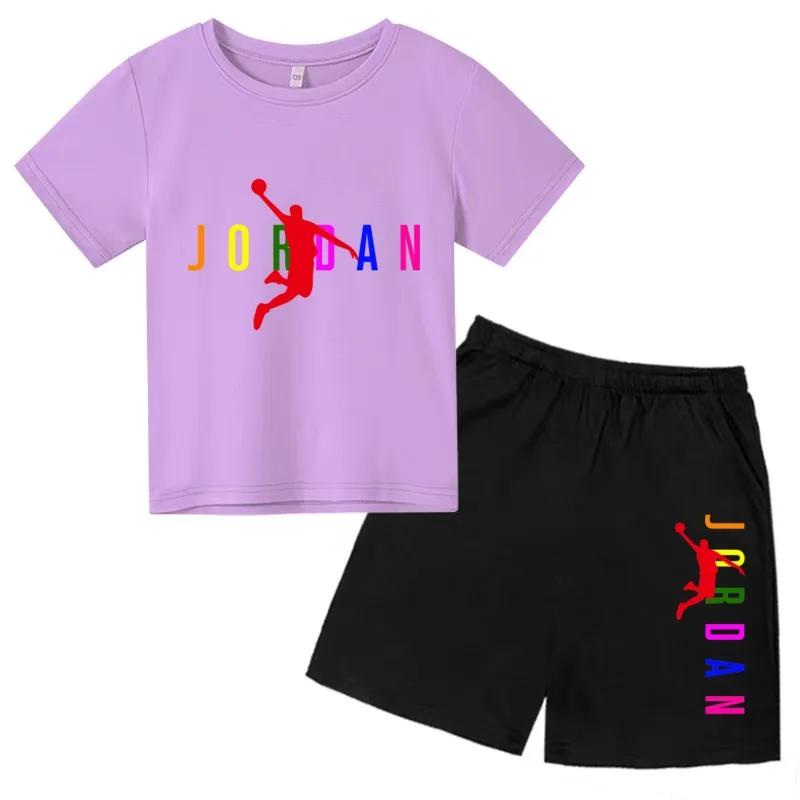 Vêtements d'été pour enfants, T-shirt + short, ensemble de sport décontracté à manches courtes, moti