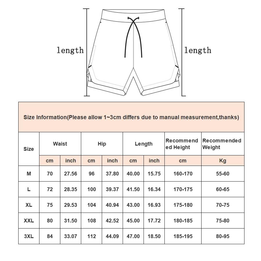 Short de course 2 en 1 pour hommes, short d'entraînement, de Sport, de Fitness, respirant, à séchage