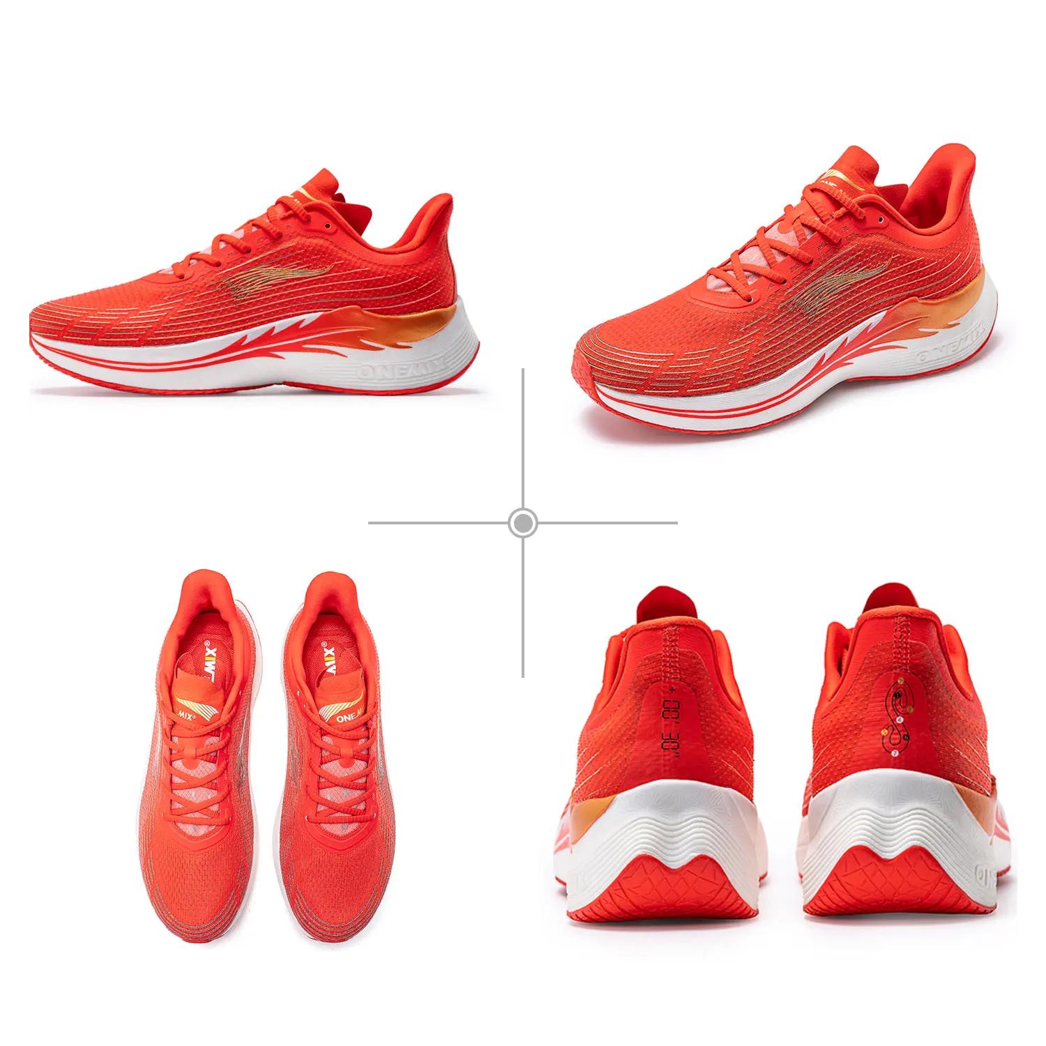 ONEMIX hommes chaussures de course pour hommes respirant maille athlétisme chaussures de marche roug