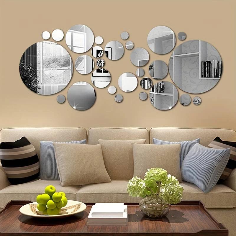 Autocollants muraux miroir acrylique 3D, miroir rond, autocollants muraux pour chambre à coucher, sa