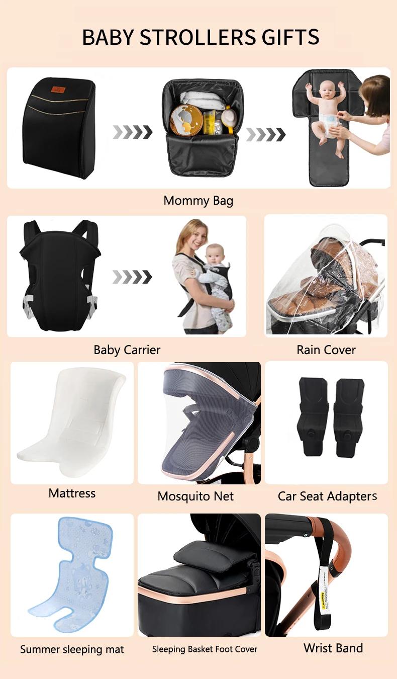 Poussette légère pour bébé, poussette de voyage pliable, poussette 3 en 1, poussette facile à plier,