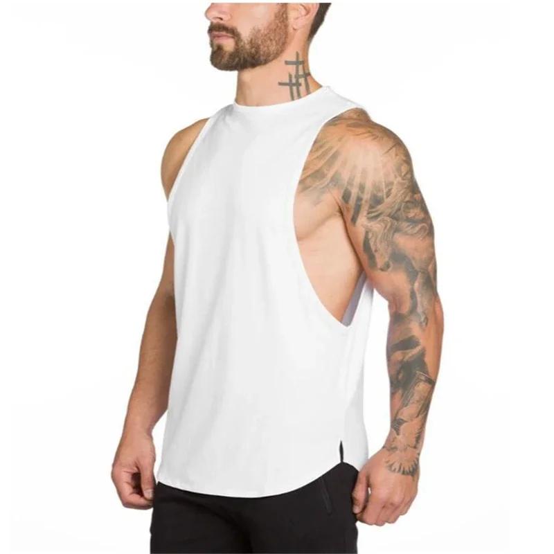 Vêtements de sport unis pour hommes, débardeur de musculation, débardeur d'été en coton découpé, gil