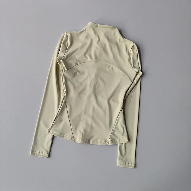 Veste de sport pour femmes, fermeture éclair, Fitness, Yoga, chemise d'entraînement, manteaux de cou