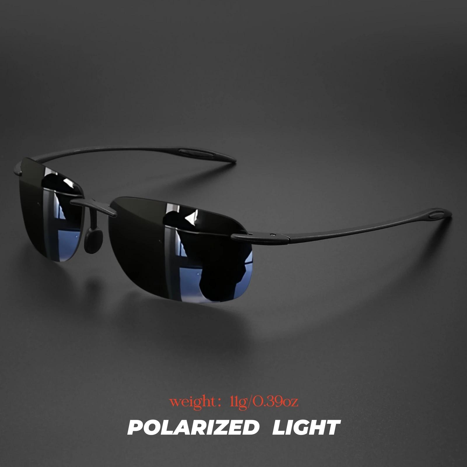 Lunettes de soleil polarisées sans cadre TR90 ultra légères 11 g – Coupe flexible et confortable, fo
