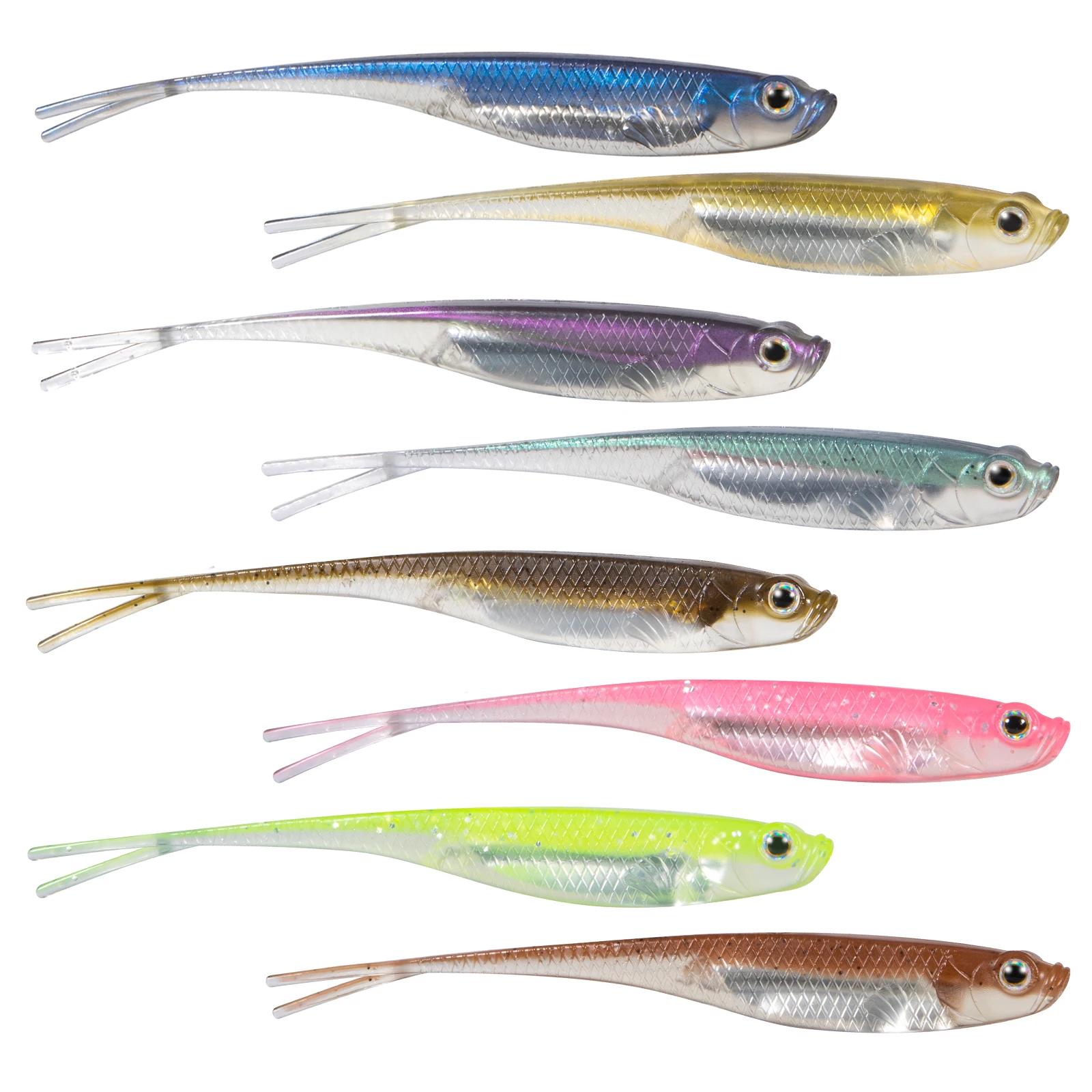 Dr.Fish 5/6 pièces pêche leurre souple en plastique fourchette d'eau salée queue goutte tir Silicone