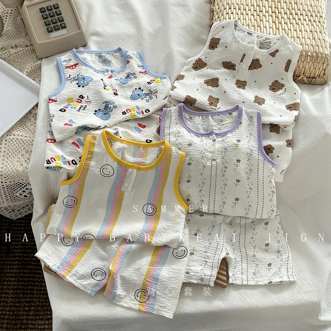 Ensemble deux pièces pour garçons et filles, gilet et short décontractés pour bébé, nouvelle Version