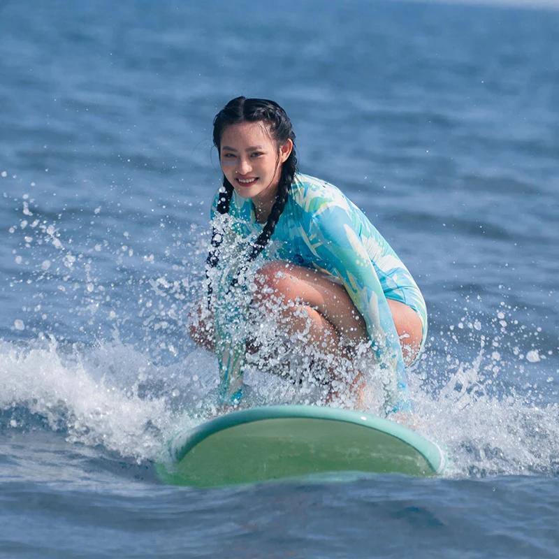 Maillot de bain manches longues Nu-june pour femmes - Rash Guard sportif plage et surf