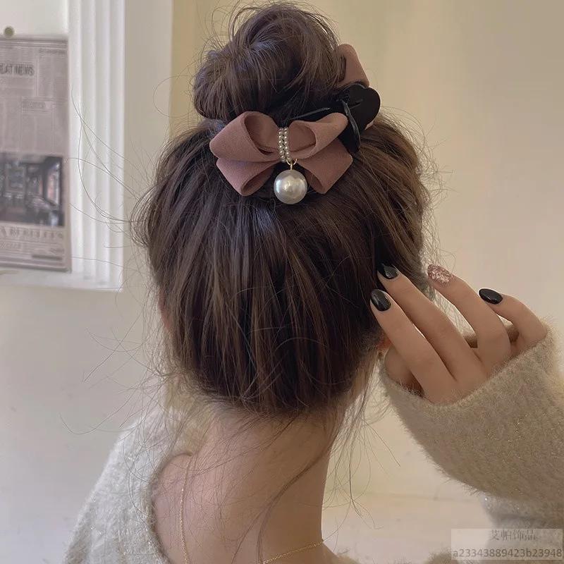 1 morceau d'arc, pince à perles, tempérament, pince requin, accessoire pour cheveux en tissu de Styl