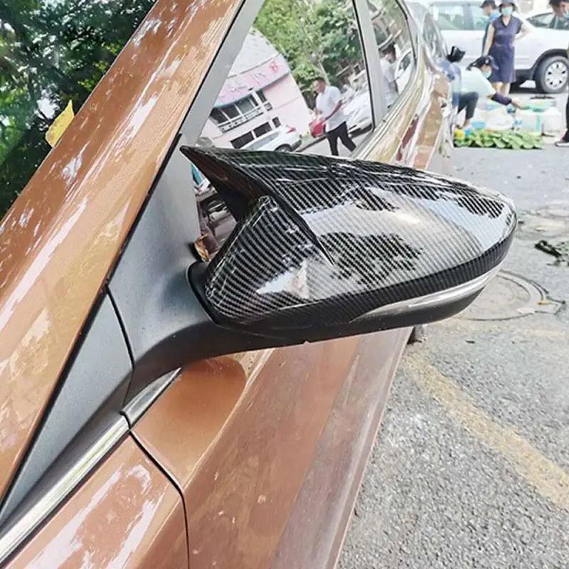 Couvercle de rétroviseur de voiture en fibre de carbone, coque latérale en corne de bœuf, capuchons