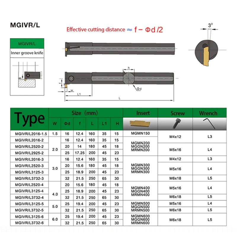 KaKarot outil de rainurage MGIVR2016 MGIVR2520 MGIVR3125 MGMN Inserts en carbure MGIVR/L tige droite
