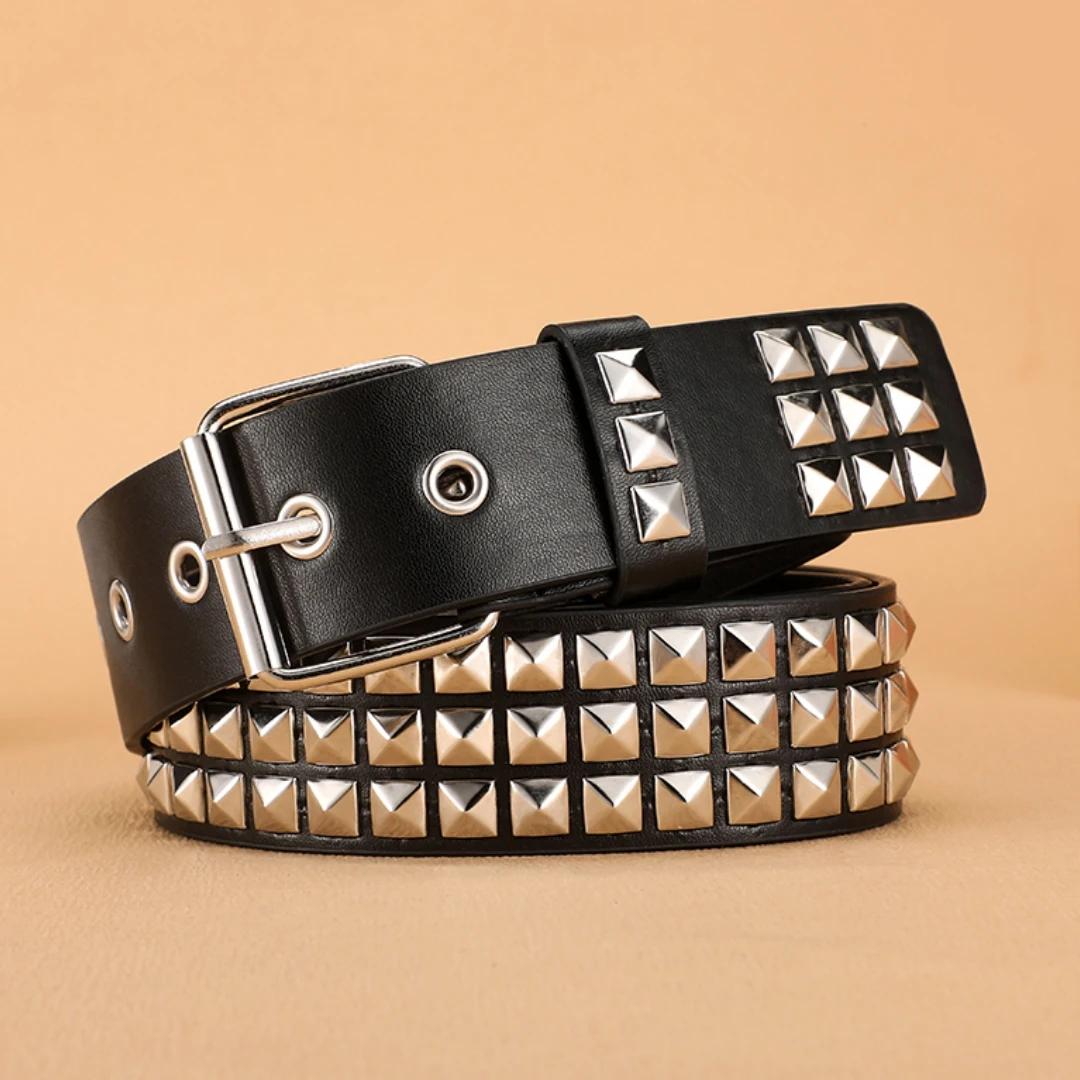 Tendance Rivet ceinture métal lourd ceinture hommes femmes Punk discothèque Rock Style ceinture jean