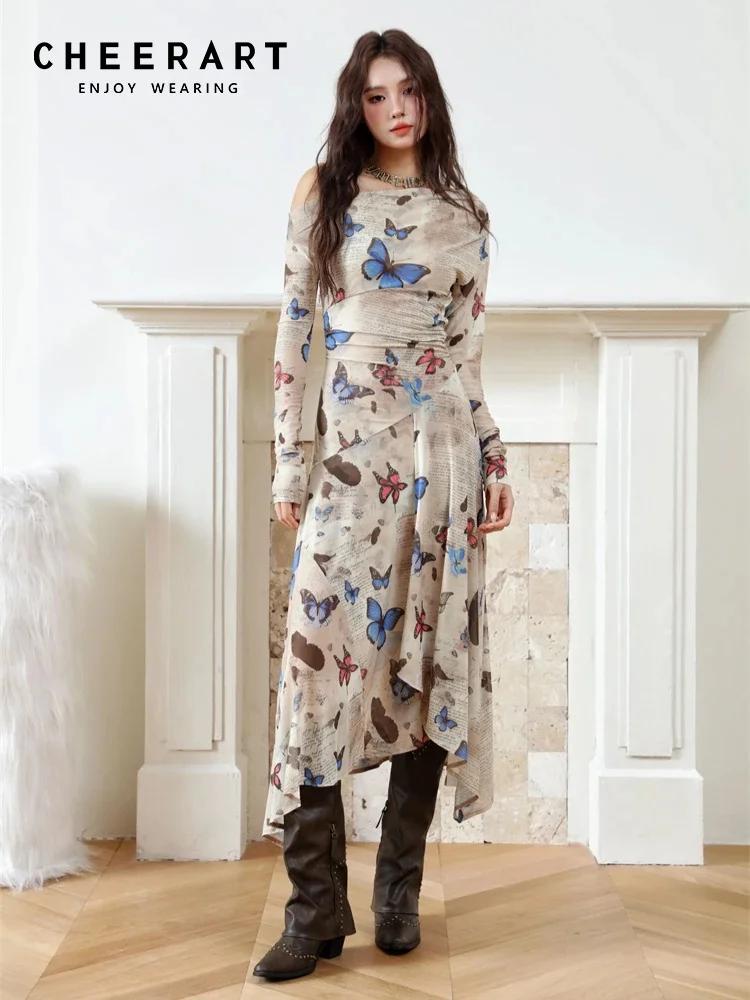 Contest ERART-Robe mi-longue en maille avec lettre papillon pour femme, imprimé Off The Initiated, m