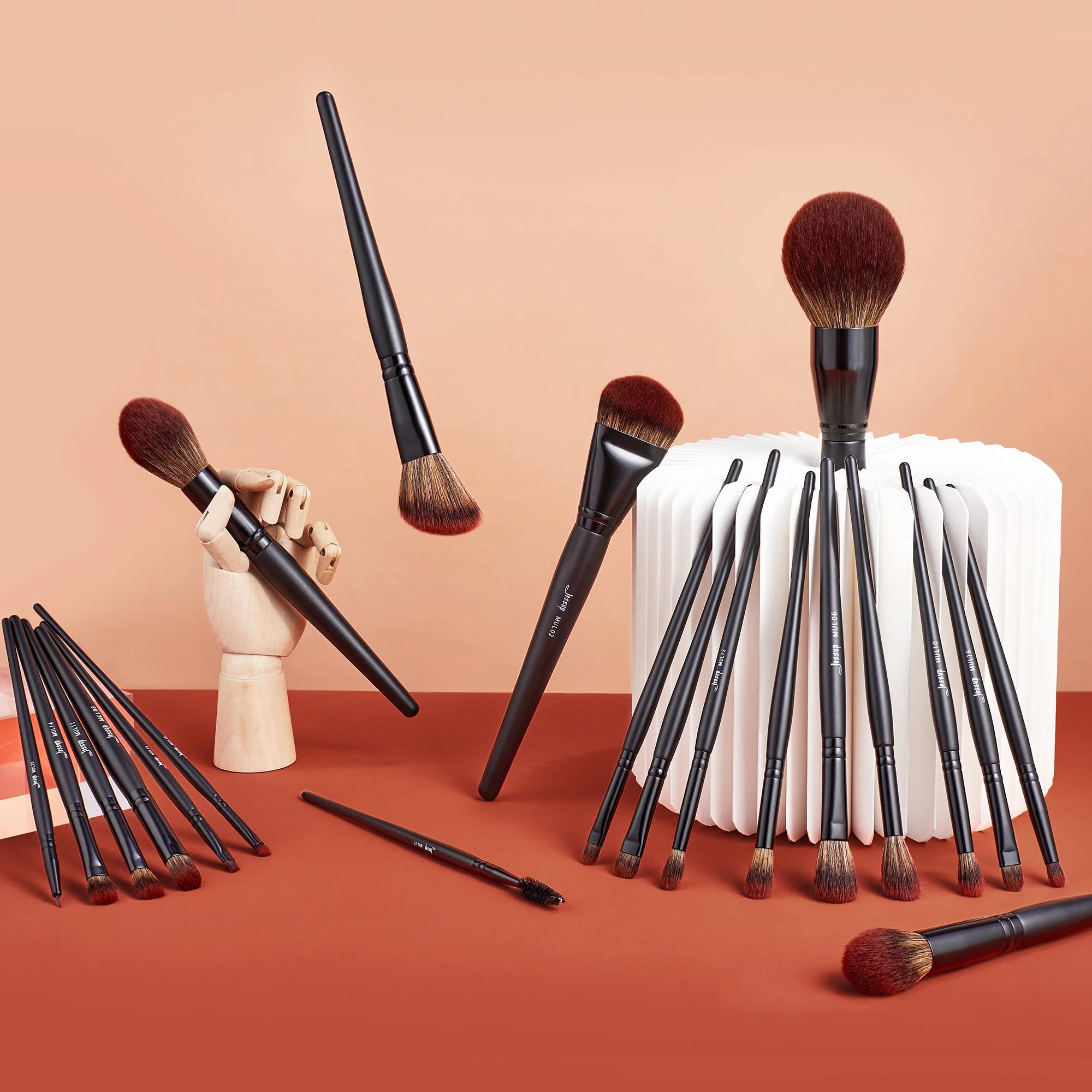 Jessup-Ensemble de pinceaux de maquillage synthétiques de qualité supérieure, brosse à poudre, fond