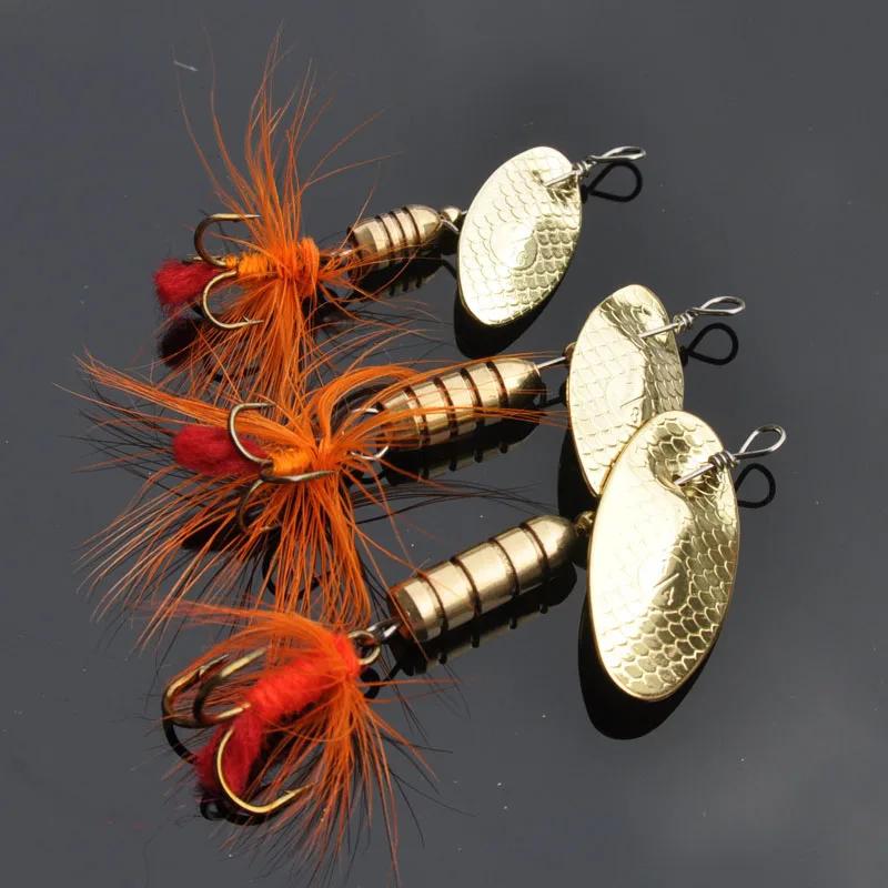 2 pièces Spinner cuillère leurre 2.5g 4g 5.5g rotatif métal paillettes appât triple crochets manivel