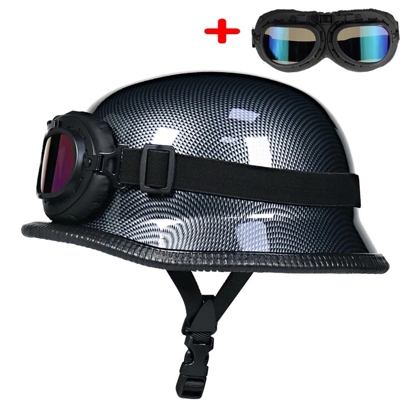 Casque de moto de style allemand de la Seconde Guerre mondiale capacetes visage ouvert rétro cascos