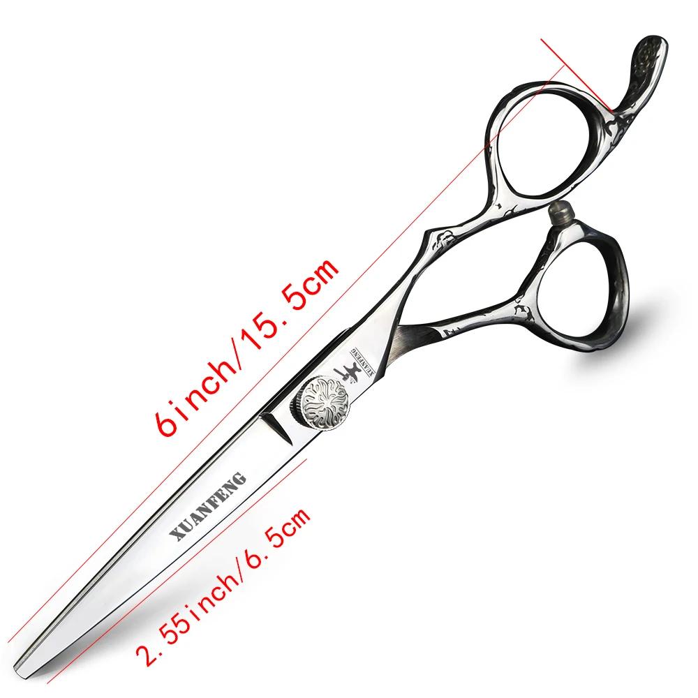 XUANFENG – ciseaux à cheveux miroir noir, 6 pouces, ciseaux de coupe et ciseaux amincissants pour ba