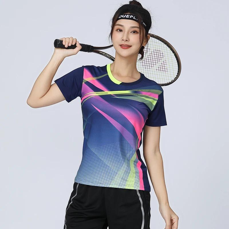 T-shirts Badminton femmes Tennis Table séchage rapide maille respirante entraînement Polyester manches courtes