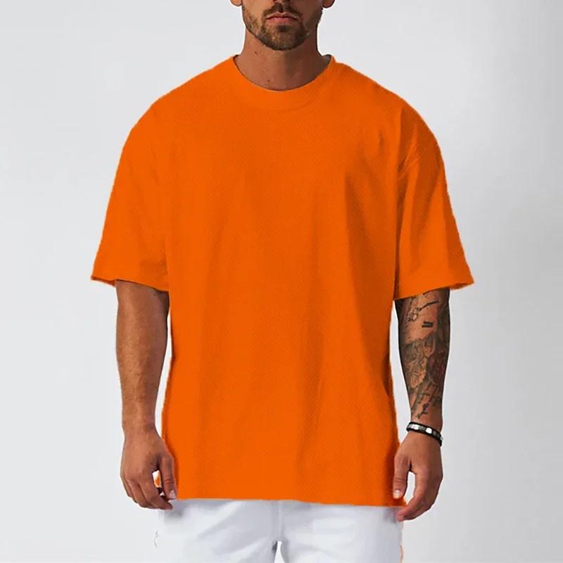 T-Shirt de Sport de course pour hommes, ample, surdimensionné, vêtements d'entraînement, de musculat