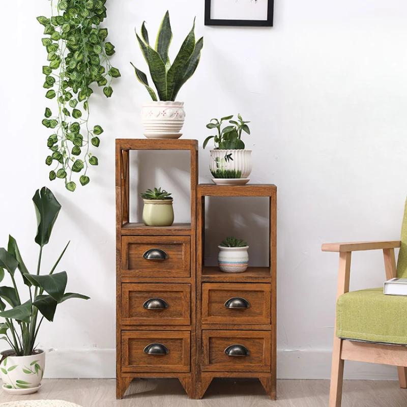 Table de chevet vintage ultra fine en bois de 10 pouces, table de chevet étroite avec étagères régla